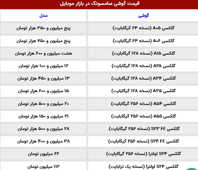 قیمت گوشی